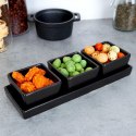 Miseczki na przekąski tapas ceramiczne czarne na tacy 23.5cm 4-ele EXCELLENT HOUSEWARE 139207