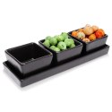 Miseczki na przekąski tapas ceramiczne czarne na tacy 23.5cm 4-ele EXCELLENT HOUSEWARE 139207