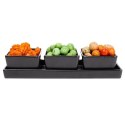 Miseczki na przekąski tapas ceramiczne czarne na tacy 23.5cm 4-ele EXCELLENT HOUSEWARE 139207