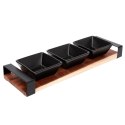 Miseczki na przekąski tapas ceramiczne czarne na tacy 32cm 4-ele EXCELLENT HOUSEWARE 139208