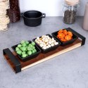 Miseczki na przekąski tapas ceramiczne czarne na tacy 32cm 4-ele EXCELLENT HOUSEWARE 139208