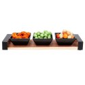 Miseczki na przekąski tapas ceramiczne czarne na tacy 32cm 4-ele EXCELLENT HOUSEWARE 139208