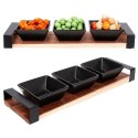 Miseczki na przekąski tapas ceramiczne czarne na tacy 32cm 4-ele EXCELLENT HOUSEWARE 139208