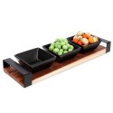 Miseczki na przekąski tapas ceramiczne czarne na tacy 32cm 4-ele EXCELLENT HOUSEWARE 139208