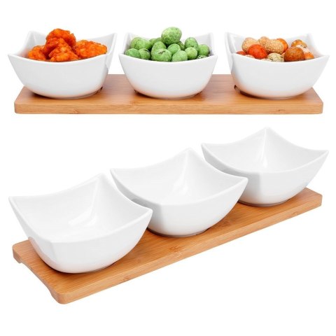 Miseczki na przekąski tapas porcelanowe białe 30cm 4-ele EXCELLENT HOUSEWARE 139212