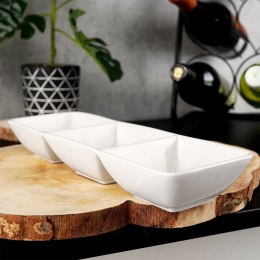 Miseczki na przekąski tapas sosy porcelanowe białe potrójne 30cm EXCELLENT HOUSEWARE 139169