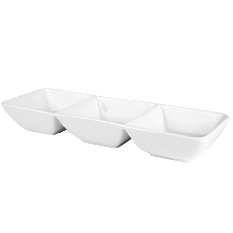Miseczki na przekąski tapas sosy porcelanowe białe potrójne 30cm EXCELLENT HOUSEWARE 139169