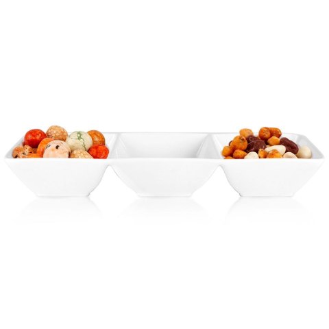 Miseczki na przekąski tapas sosy porcelanowe białe potrójne 30cm EXCELLENT HOUSEWARE 139169