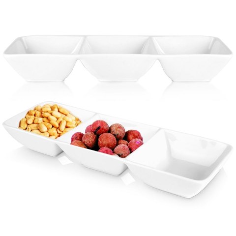 Miseczki na przekąski tapas sosy porcelanowe białe potrójne 30cm EXCELLENT HOUSEWARE 139169