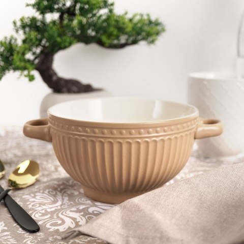 Miska do zupy na zupę bulionówka z uchem ceramiczna 640ml brązowa VILDE 139118-B