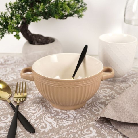 Miska do zupy na zupę bulionówka z uchem ceramiczna 640ml brązowa VILDE 139118-B