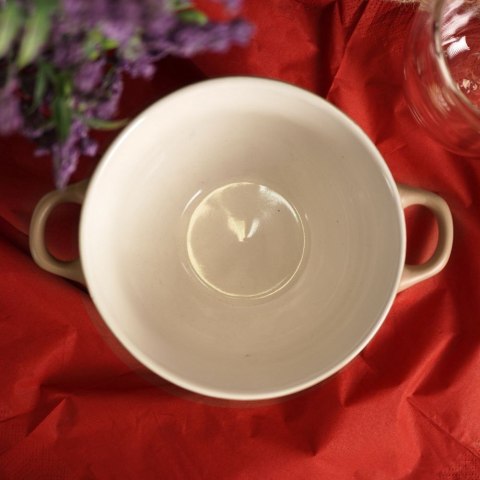 Miska do zupy na zupę bulionówka z uchem ceramiczna 640ml brązowa VILDE 139118-B