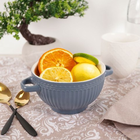 Miska do zupy na zupę bulionówka z uchem ceramiczna 640ml niebieska VILDE 139118-N