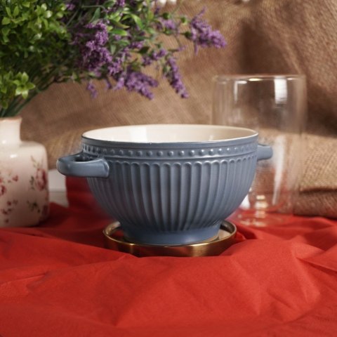 Miska do zupy na zupę bulionówka z uchem ceramiczna 640ml niebieska VILDE 139118-N