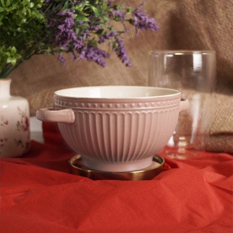 Miska do zupy na zupę bulionówka z uchem ceramiczna 640ml różowa VILDE 139118-R