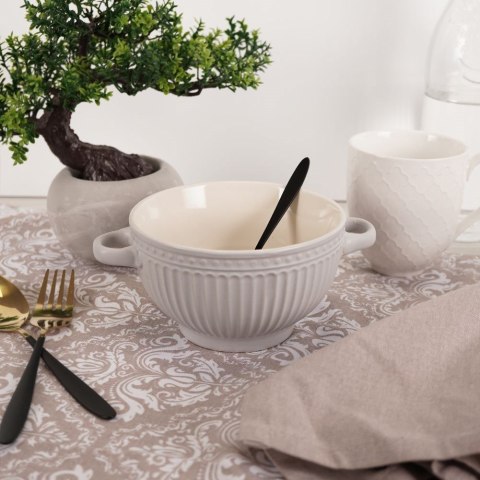 Miska do zupy na zupę bulionówka z uchem ceramiczna 640ml szara VILDE 139118-S