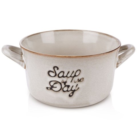 Miska do zupy na zupę bulionówka z uchem ceramiczna szara 600ml SIAKI COLLECTION 139011-S