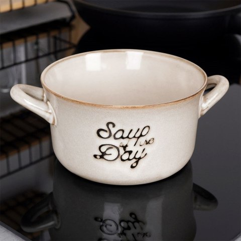 Miska do zupy na zupę bulionówka z uchem ceramiczna szara 600ml SIAKI COLLECTION 139011-S