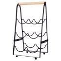 Stojak na wino do 6 butelek wina metalowy czarny do na butelki 21x38cm VILDE 229100