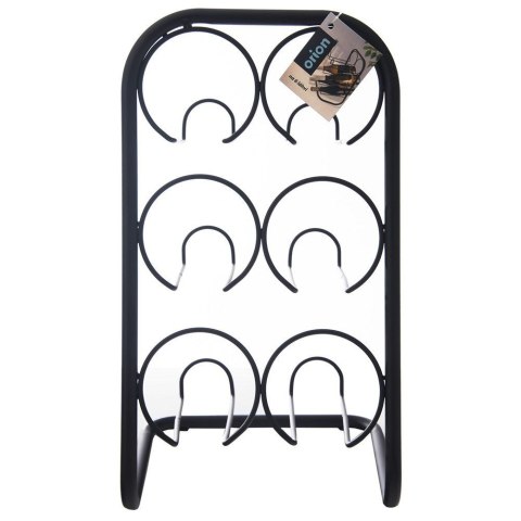 Stojak na wino do 6 butelek wina metalowy czarny na butelki 22.5x39cm ORION 540602