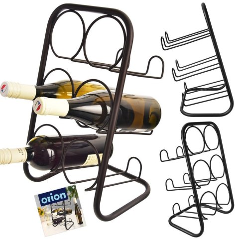 Stojak na wino do 6 butelek wina metalowy czarny na butelki 22.5x39cm ORION 540602