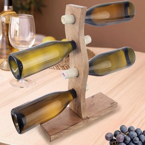 Stojak organizer na wino do butelek wina na 4 butelki drewniany MANGO ORION 154314