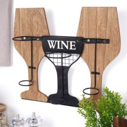 Wieszak uchwyt na wino butelki wina do butelek drewniany metalowy HOME STYLING COLLECTION 229088