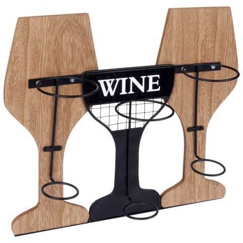 Wieszak uchwyt na wino butelki wina do butelek drewniany metalowy HOME STYLING COLLECTION 229088