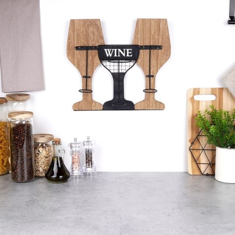 Wieszak uchwyt na wino butelki wina do butelek drewniany metalowy HOME STYLING COLLECTION 229088