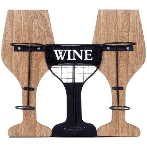 Wieszak uchwyt na wino butelki wina do butelek drewniany metalowy HOME STYLING COLLECTION 229088