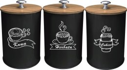Komplet 3 pojemników kawa herbata cukier 15x11cm KRISBERG KS-2705 (napisy PL)