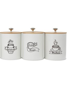Komplet 3 pojemników kawa herbata cukier 15x11cm KRISBERG KS-2706 (napisy PL)