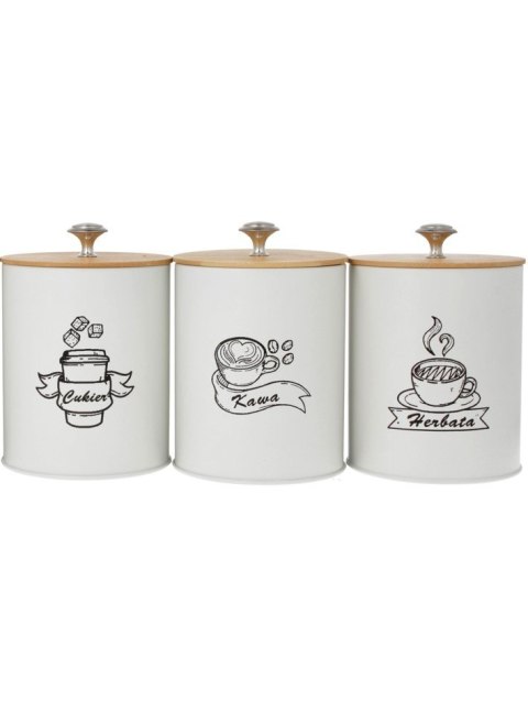 Komplet 3 pojemników kawa herbata cukier 15x11cm KRISBERG KS-2706 (napisy PL)