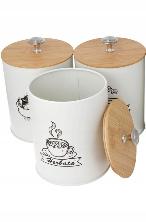 Komplet 3 pojemników kawa herbata cukier 15x11cm KRISBERG KS-2706 (napisy PL)