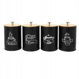 Komplet 4 pojemników kawa herbata cukier sól 15x11cm KRISBERG KS-2601 (napisy PL)