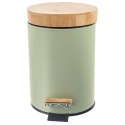 Kosz na śmieci metalowy z pedałem pokrywą zielony GREENISH 3L ORION 731722