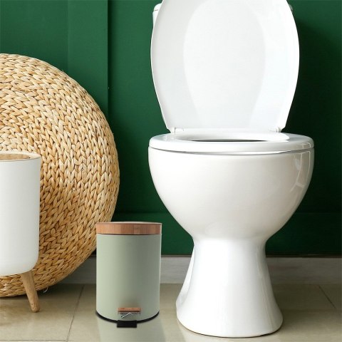 Kosz na śmieci metalowy z pedałem pokrywą zielony GREENISH 3L ORION 731722