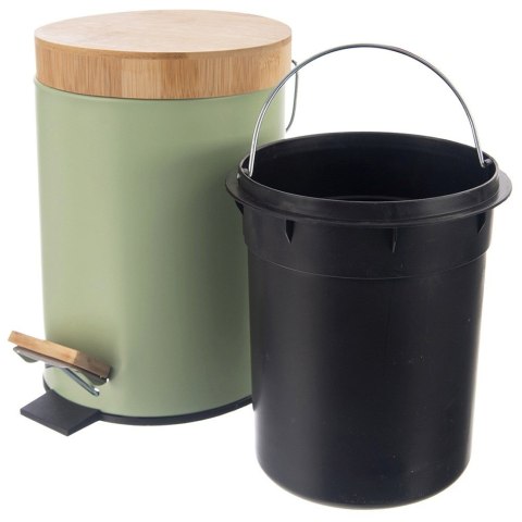 Kosz na śmieci metalowy z pedałem pokrywą zielony GREENISH 3L ORION 731722