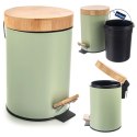 Kosz na śmieci metalowy z pedałem pokrywą zielony GREENISH 3L ORION 731722