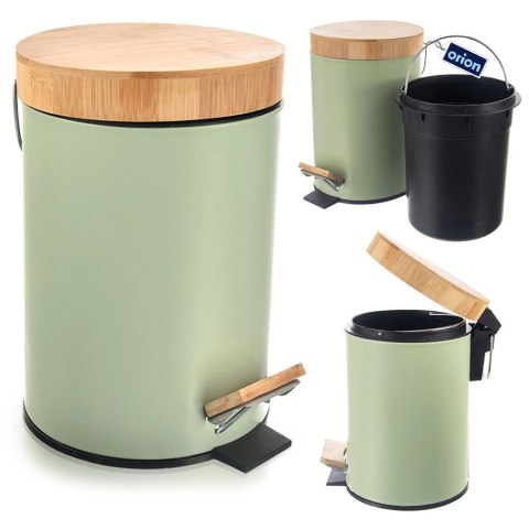 Kosz na śmieci metalowy z pedałem pokrywą zielony GREENISH 3L ORION 731722