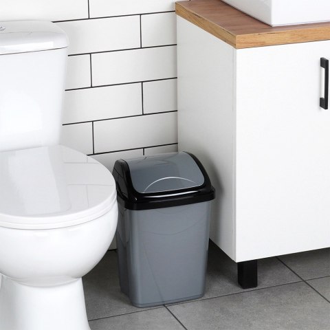 Kosz na śmieci plastikowy śmietnik szary błyszczący 10L do kuchni ORION 731353
