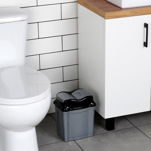 Kosz na śmieci plastikowy śmietnik szary błyszczący 5L do kuchni ORION 731336