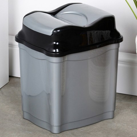 Kosz na śmieci plastikowy śmietnik szary błyszczący 5L do kuchni ORION 731336