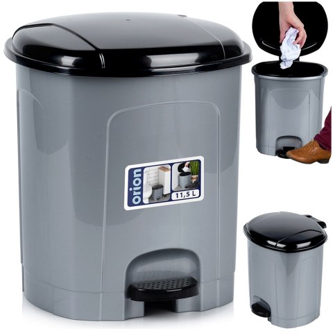 Kosz na śmieci z pedałem plastikowy szary łazienkowy do kuchni 11.5L ORION 731374