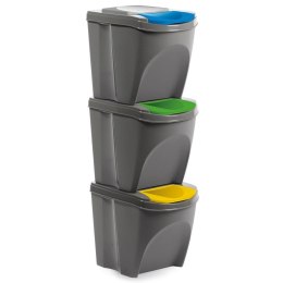 Kosze do segregacji odpadów śmieci pojemniki plastikowe 3x21L 3-ele ORION 731383