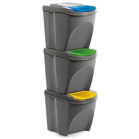 Kosze do segregacji odpadów śmieci pojemniki plastikowe 3x21L 3-ele ORION 731383