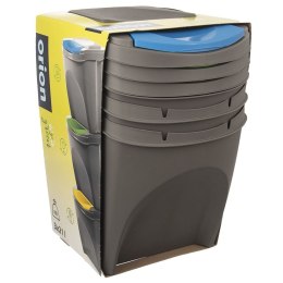 Kosze do segregacji odpadów śmieci pojemniki plastikowe 3x21L 3-ele ORION 731383