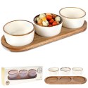 Miseczki na przekąski sos dip ceramiczne na tacy 29.5cm 3 szt. EXCELLENT HOUSEWARE 139311