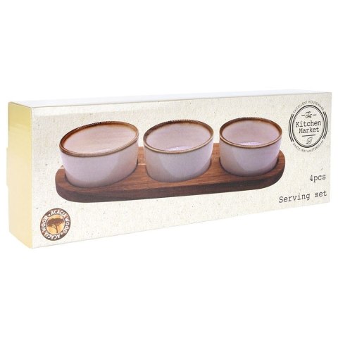 Miseczki na przekąski sos dip ceramiczne na tacy 29.5cm 3 szt. EXCELLENT HOUSEWARE 139311