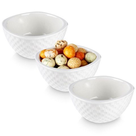 Miseczki na przekąski sos dip porcelanowe białe potrójne 160ml 3 szt. EXCELLENT HOUSEWARE 139312